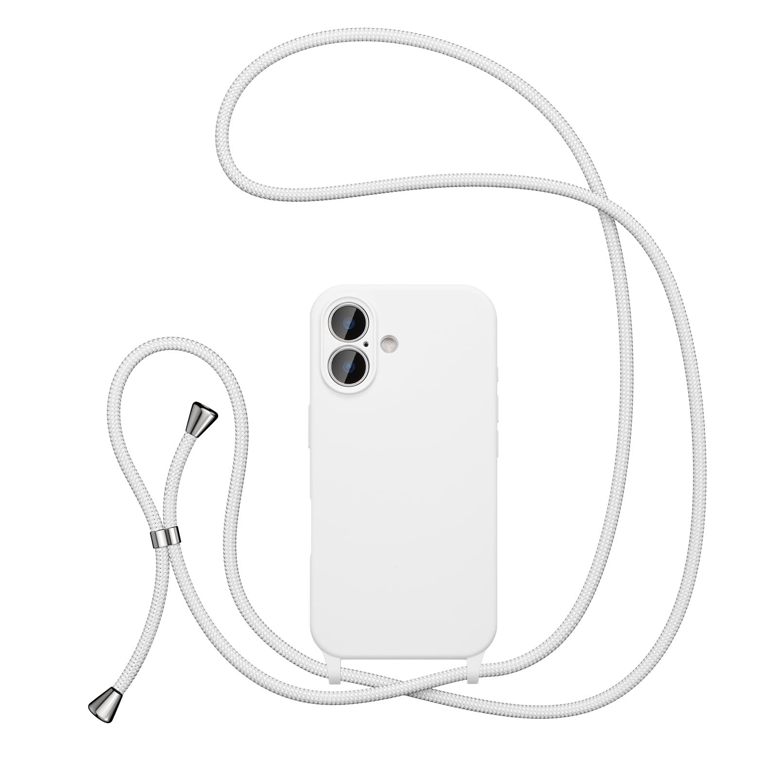 UEEBAI Lanyard Case for iPhone 16 6.1", Crossbody Liquid Phone Cover Necklace Cord Strap Soft Shockproof Protective Case - White