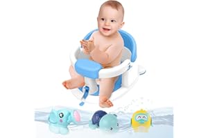 Inaya Baby Bath Seat for 6-24 Months, Non-Slip, Safe and Comfortable Tub Chair for Sitting-Up Infants, Open Design – Essential Bath Time Support (Blue)