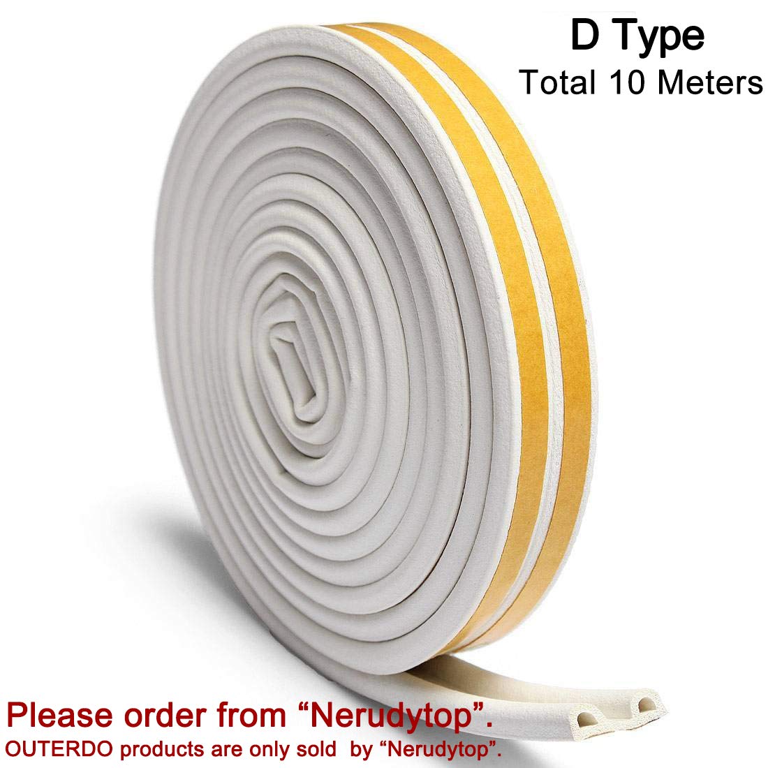 OUTERDO Rubber Seal Foam Tape Foam Seal Strip,(5 Meters x2 attached