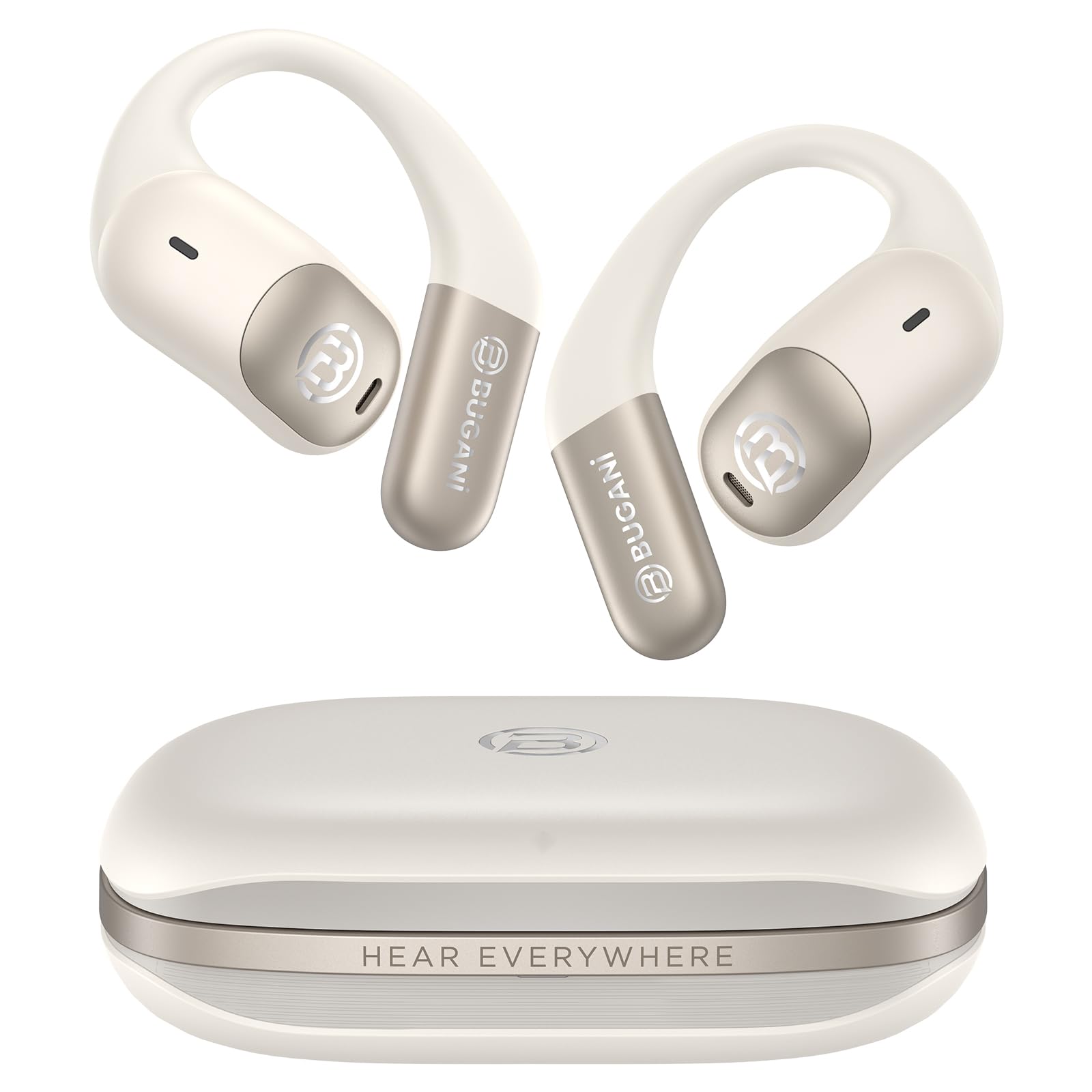 BUGANI Open Ear Headphones, Open Ear Earbuds, Running Earbuds Wireless, Headphones Bluetooth Wireless 5.4, Noise Cancelling Earbuds 60H Playtime, IPX5 Waterproof Earphones for Workout, Running, Sport Image