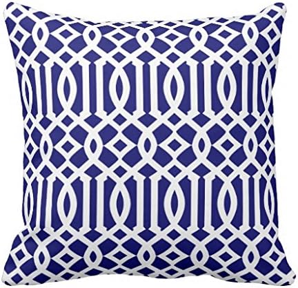 Navy Blue and White Modern Trellis Pattern Throw pillow case cover 20*20