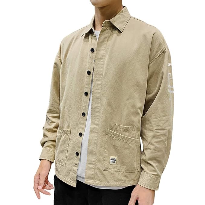 Habor シャツ メンズ 長袖 綿 シャツ メンズ 無地 春 夏 秋 冬 ファッション シャツ カジュアルシャ 2XL