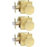 Goldenwarm Brushed Gold Door Knobs Interior, Gold Privacy Door Knob 3 Pack | Heavy Duty Zinc Alloy,Premium Construction,Easy to Install,Smooth Turning,Quick-Release Privacy