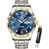 OLEVS Watches for Men Luxury Diamond Casual Large Dial Watches Stainless Steel Waterproof Business Dress Analog Luminous Date Mens Watches