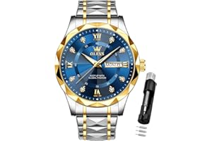 OLEVS Watches for Men Luxury Diamond Casual Large Dial Watches Stainless Steel Waterproof Business Dress Analog Luminous Date Mens Watches