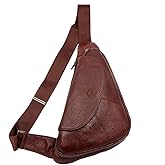 Vidlea Basic Cowhide Leather Sling Bag Crossbody Chest Pack Shoulder Daypack (Tan Brown)