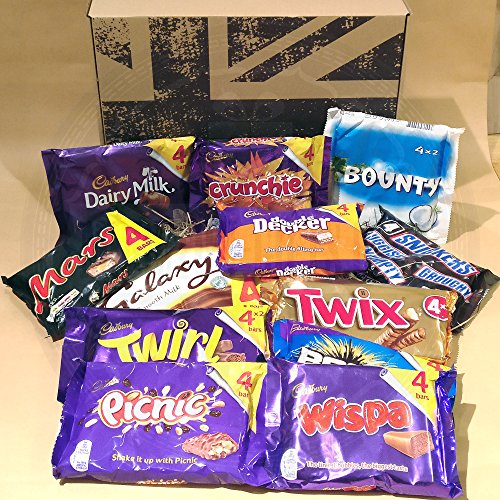 The British Favourite Chocolate Bars Collection Gift Box - Top 12 Best Selling Chocolate Bars in the UK - 48 Bars - Cadbury Dairy Milk, Crunchie, Double Decker, Twirl, Picnic, Wispa, Boost, Galaxy, Ma (Best Selling Chocolate Bar Uk)