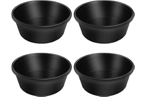 RAINMAE 4pcs Rubber Feeder Pan - 4 Quart Durable Rubber Feed Pan, Resistant Animal Feed Bowl, Suitable for Horses, Goats, Chicken, Cats, Dogs, Dust Bath Container