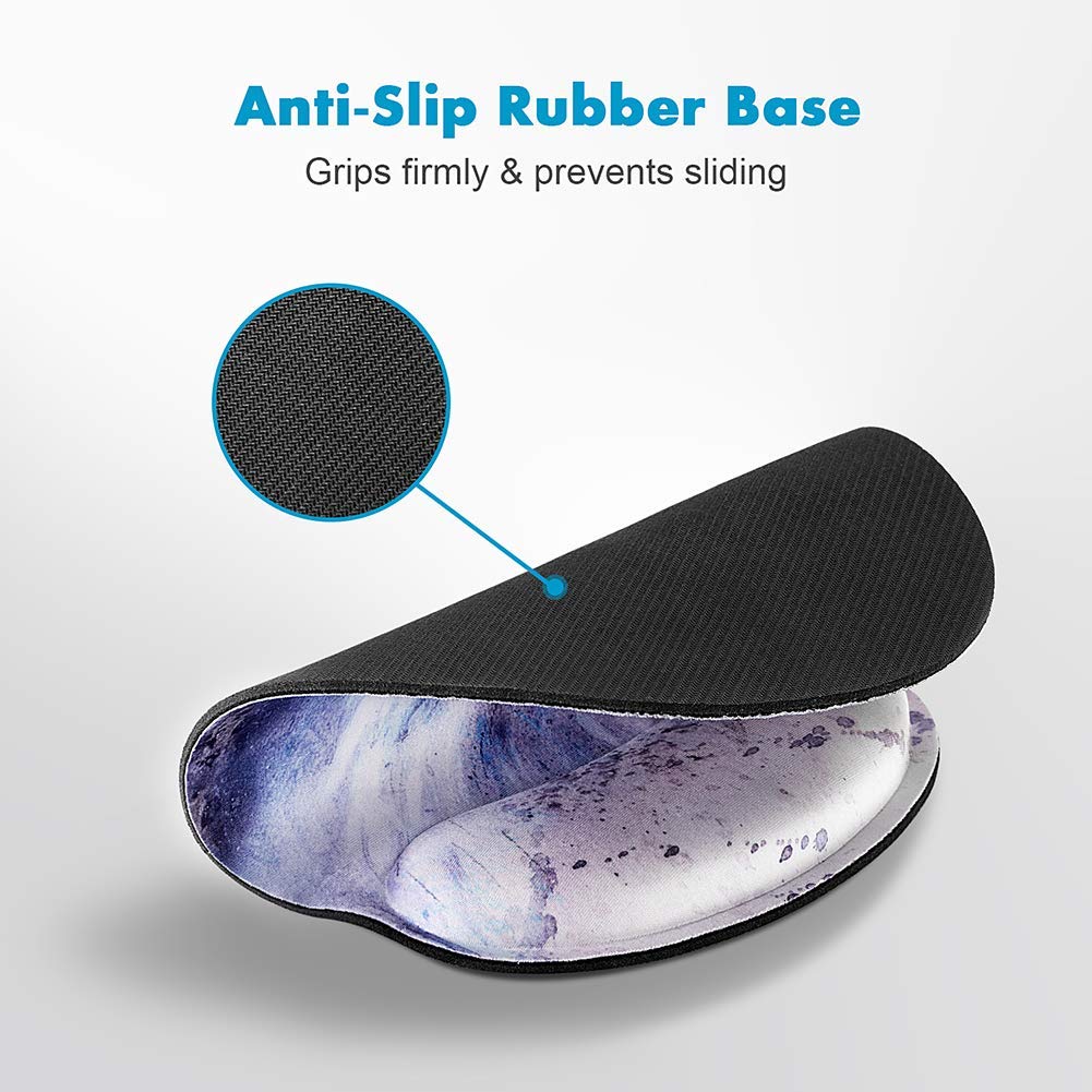 HILUCKI Mouse Pad Ergonomic Mouse Mat with Wrist Support Rest Memory Foam Computer Mouse Pad with Nonslip Rubber Base for Home, Office, Laptop, Gaming (MB-039)