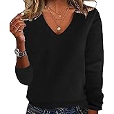 Sweaters for Womens' 2025 Fall Winter V Neck Long Sleeve Casual Loose Pullover Sweater Multiple Colors Tops