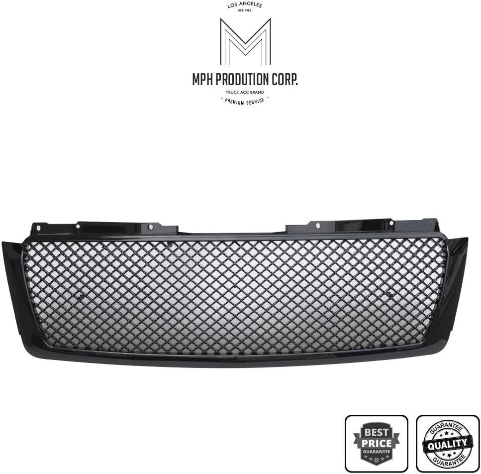 MPH Autoparts Black Mesh Front Hood Bumper Grill Grille ABS For 2007-2014 Chevy Tahoe/Suburban/Avalanche | 2007 2008 2009 2010 2011 2012 2013 2014