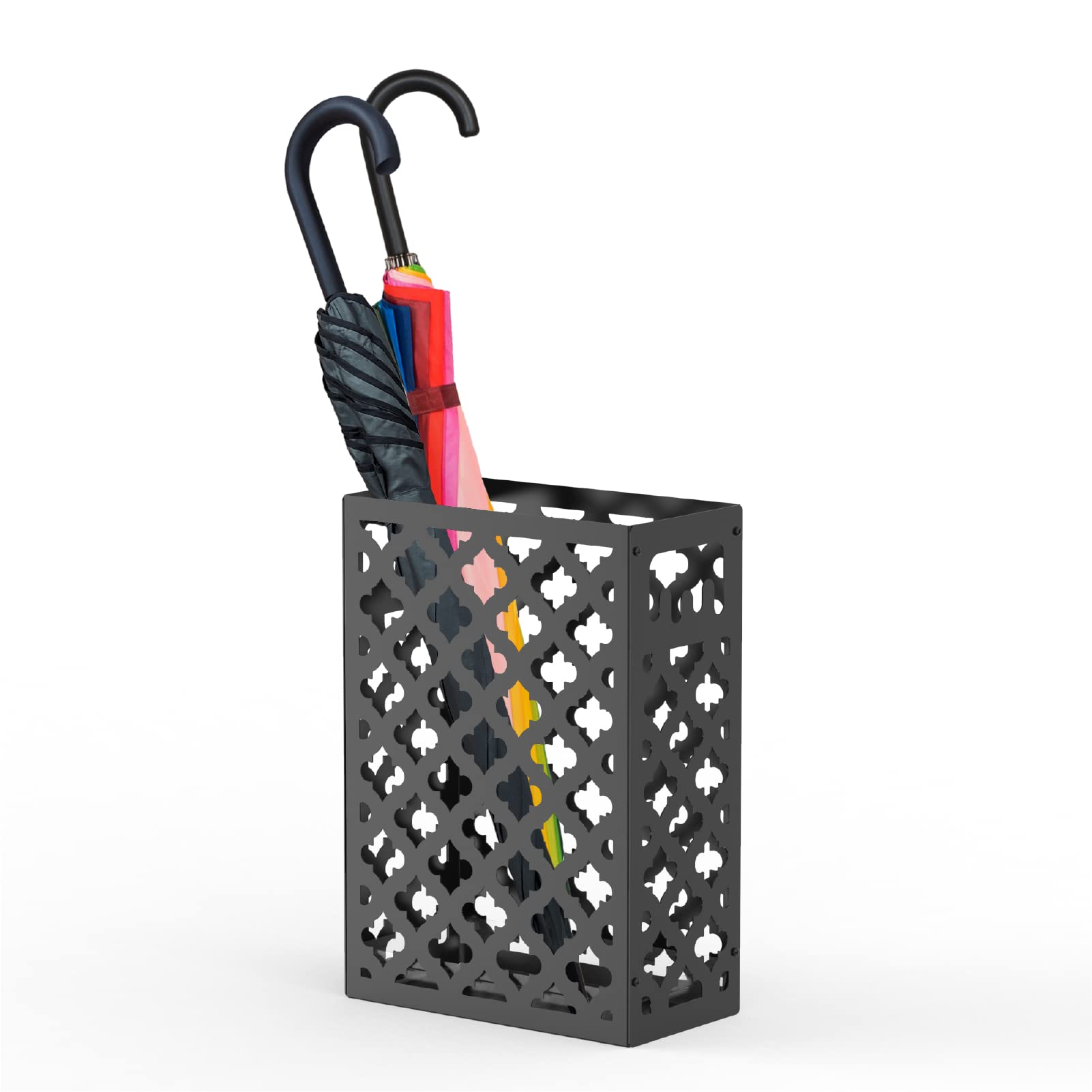 Mango Steam Trellis Umbrella Holder Stand for Home or Office Entryways ( Black, Square)