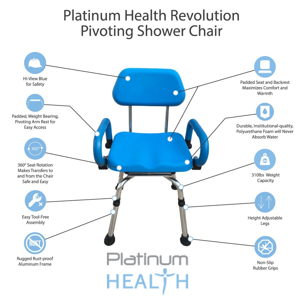 Platinum Health Revolution Pivoting Shower Chair with Padded Back and