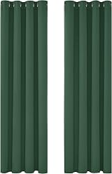 Deconovo Blackout Curtains Thermal Insulated Eyelet Dark Green 2 Panels 55x70 view 4