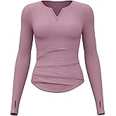 TERODACO Women's Athletic Tops Long Sleeve Slim Fit Yoga Shirt Workout Running Clothes Base Layers with Thumb Hole