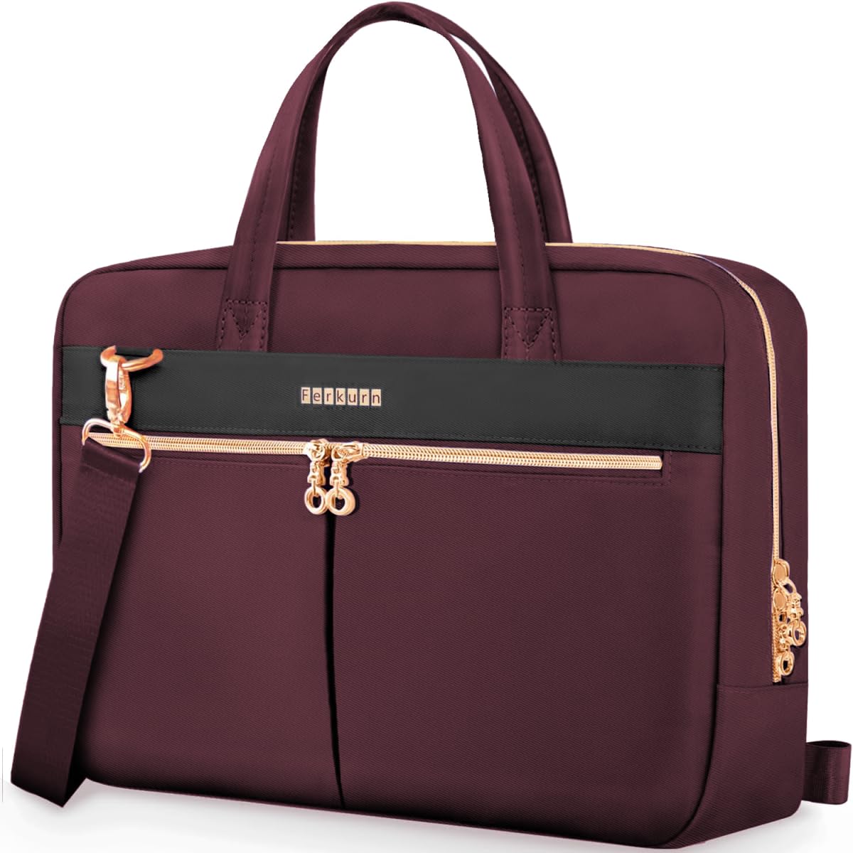 Photo 1 of Ferkurn Laptop Bag Case Women Men Computer Bag Compatible with MacBook/HP/LG/Dell, Shoulder Strap Slim Carrying Messenger Briefcase, Wine Red, 17-17.3 Inch