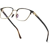 Cyxus Half Rim Frame 100% Really Buffalo Horn Pure Titanium Glasses for Men Square Glasses 8134