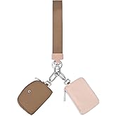 NGIL Dual Keychain Pouch Wristlet, Detachable Portable Wallet Mini Coin Purse for Women Dual Mini Wallet Coin Pocket Keychain (Dual Pouch, Khaki/Brown)