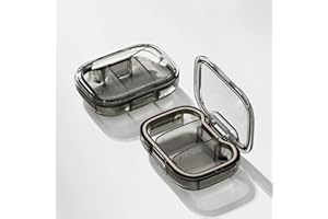 2 Pack Compact 3 Compartment Pill Box Gray, Small Moisture Sealed Travel Case, Lightweight Daily Organizer for Pocket Purse