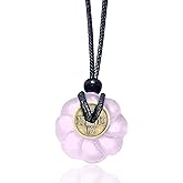 Double Lucky Celtic Lotus Donut and Feng Shui Coin Amulet Necklace - 30mm Good Luck and Protection Gemstone Pendant - Spiritual and Positive Energy Jewelry Gift for Women and Men