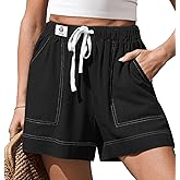 TARSE Women's Linen Casual Shorts Summer Drawstring High Waisted Wide Leg with Pockets Loose 2026 Cute Vacation Outfit