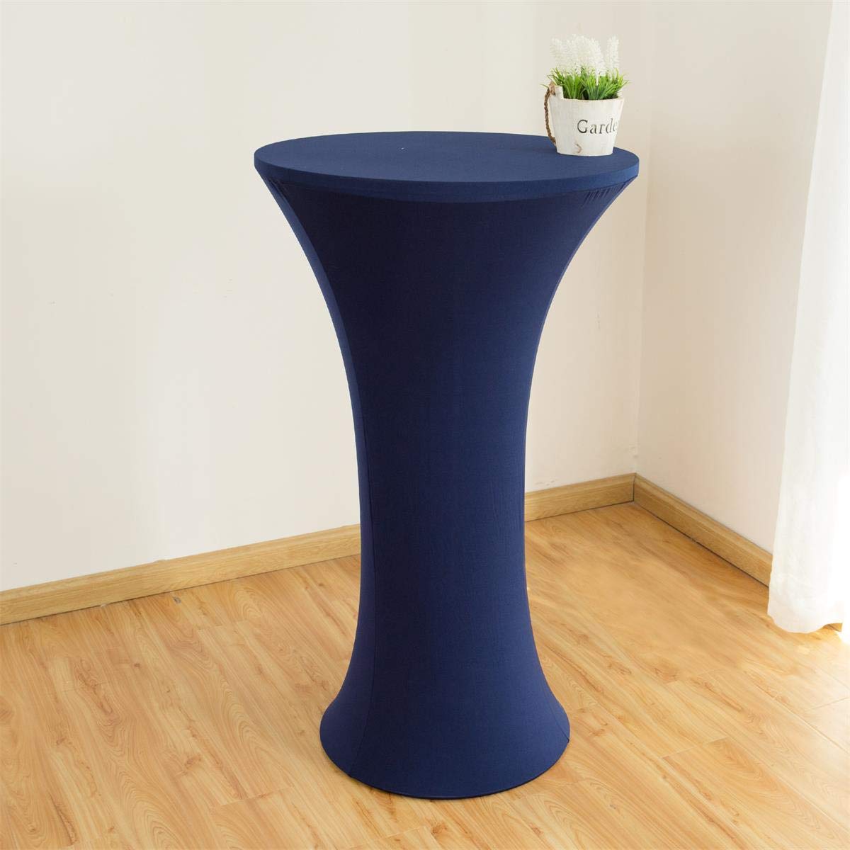 JISEN Cocktail Spandex Fitted Stretchable Elastic Tablecloth 24x43 Inch Navy1 — image 1