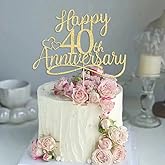 Sleyberoy Glitter Happy 40th Anniversary Cake Toppers -Wedding Anniversary Party Decorations,40th Wedding Anniversary, Company Anniversary Party, Birthday Party Decorations (40 Gold)