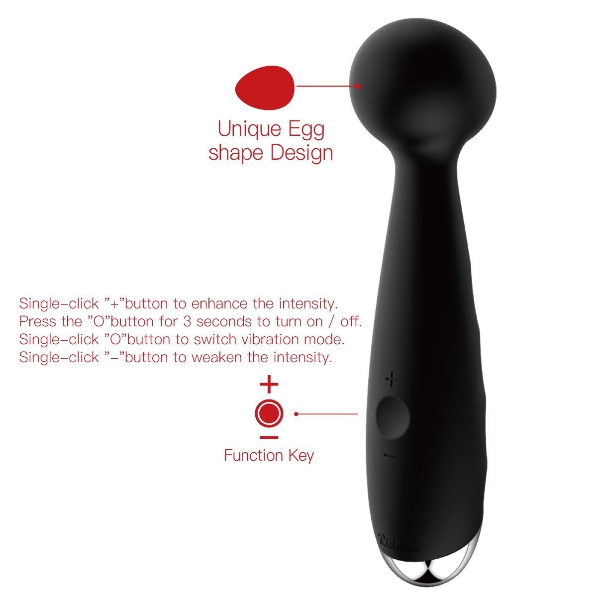 Ridmii Roxy Powerful Wand Massager Wireless Waterproof Rechargeable Personal Body Massager Handheld with Multi-speed Vibrations