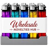 50 Pack Disposable Lighters, Assorted Color Transparent Body Lighters Bulk with Display Tray, Classic Pocket Size Lighter Set for Candles, BBQ, Camping, Kitchen, Emergency Kits (50)
