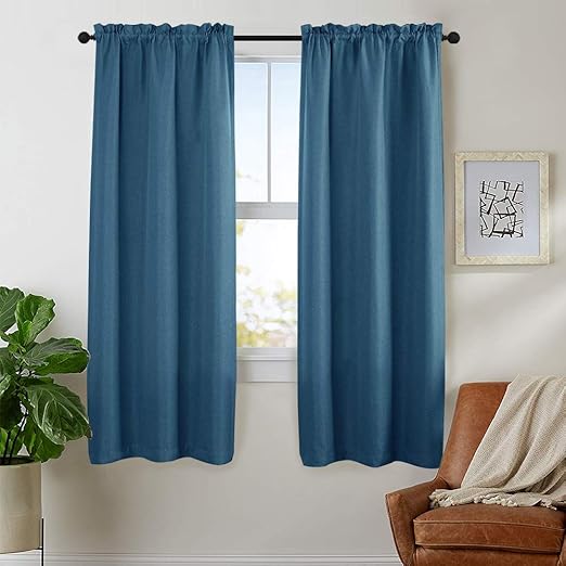 Amazon Com Tier Curtains French Door Curtains Blue Linen Look