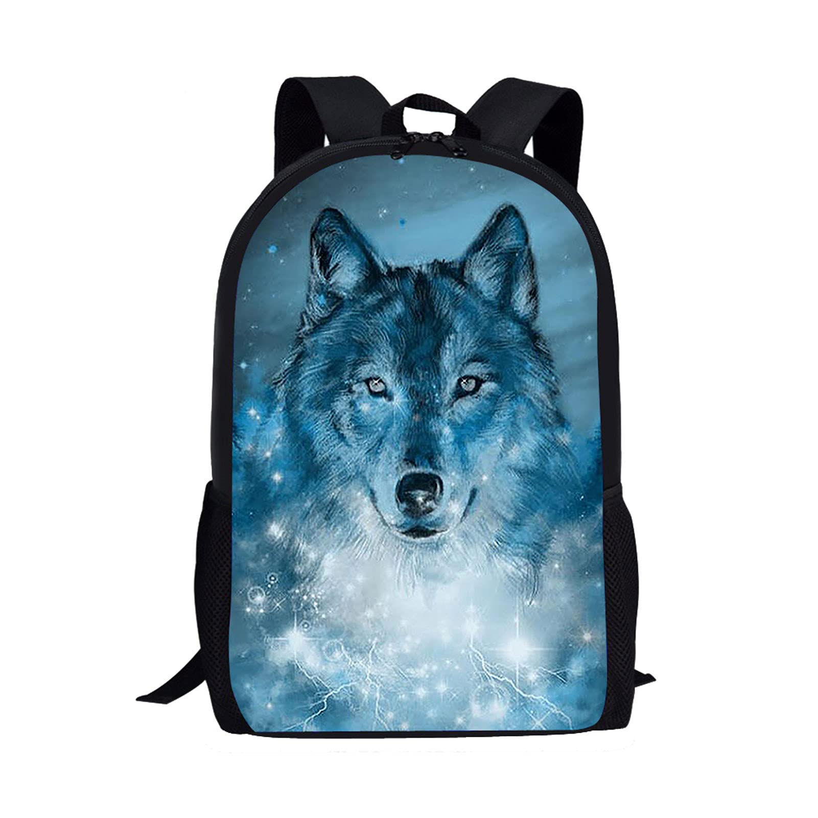 Showudesigns Wolf Backpacks for Kids Girls Boys Children School Backpack Casual Travel Rucksack Big Capacity Bookbags Lightweight Blue