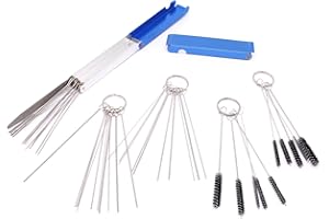SWZHAI Carburetor Cleaning Kit, Torch Tip Cleaner Set of 4, Stainless Steel 26 Cleaning Wires Set & 10 Nylon Brushes & 20 Cleaning Needles, Welding Tip Cleaner for Motorcycle ATV Spray Guns