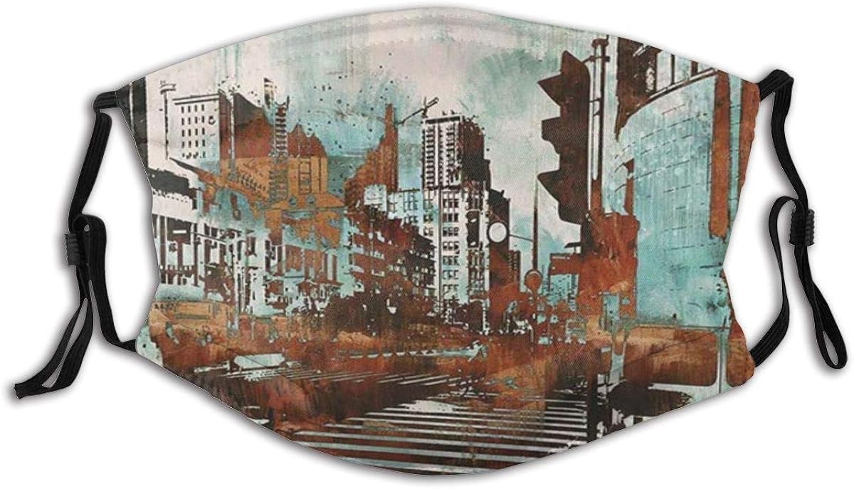 Amazon.com: Urban Cityscape Contemporary Abstract Acrylic Paint Style Brush Strokes Face Mask