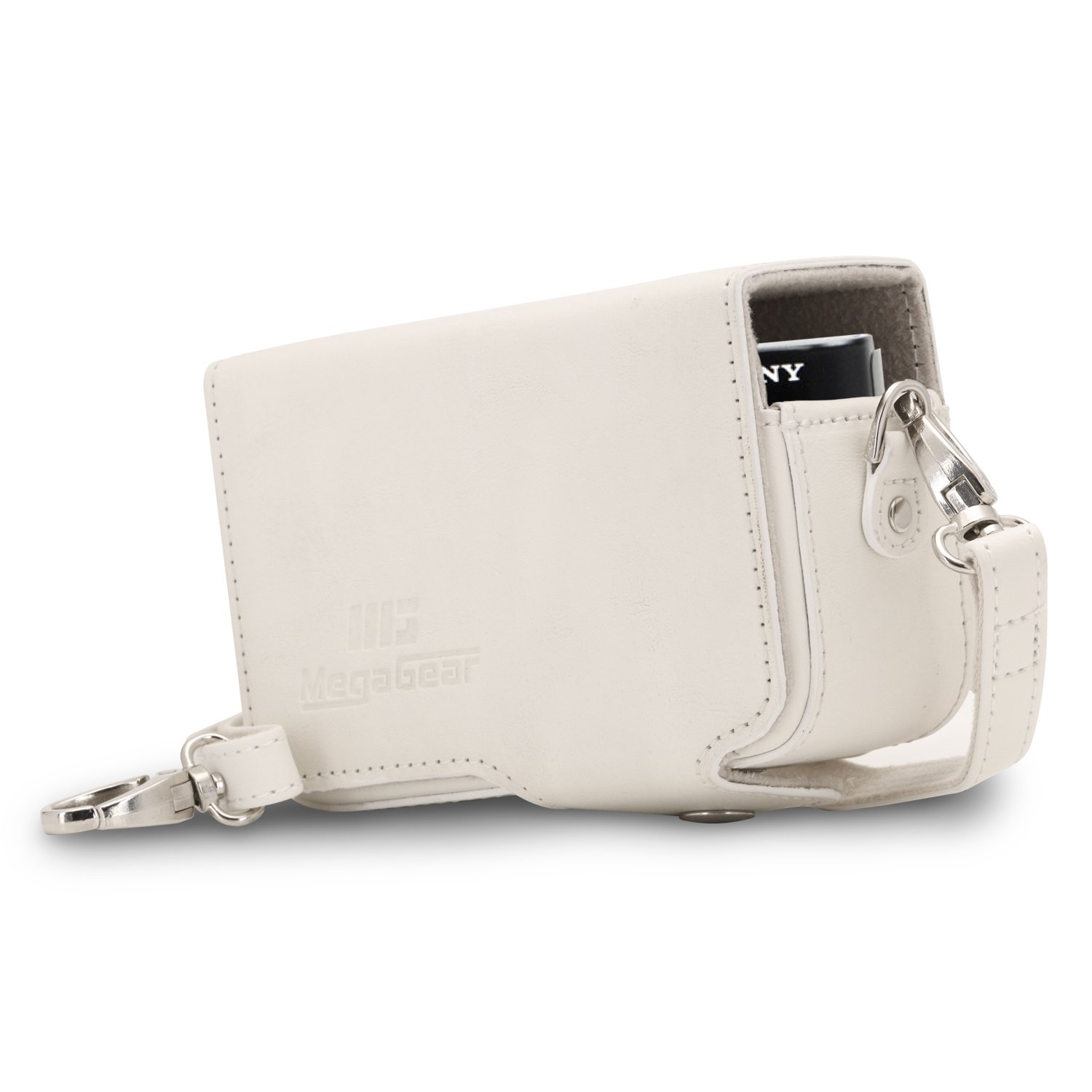 Megagear MG1420 Sony Cyber-Shot Dsc-Rx100 Iıı, Dsc-Rx100 Iv, Dsc-Rx100 V, Dsc-Rx100 Iı Leather Camera Case With Strap - White