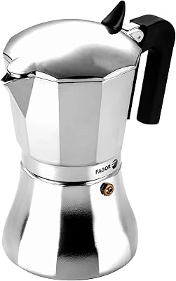 Cafeteira italiana Fagor Cupy, indução, alumínio, express, 12 chávenas de café, adequada para todas as cozinhas, placa cerâmica, gás, elétrica, junta de silicone grande durabilidade
