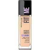 Maybelline New York Fit Me Hydrate + Smooth Foundation, Natural Luminous Finish, Moisturizing Medium Coverage, for Normal to