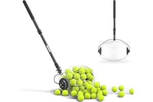 NEEWER Tennis Ball Collector, 30-58"/77-148cm Telescopic Rolling Ball Retriever Picker Upper Hopper Roller Basket Holder for 