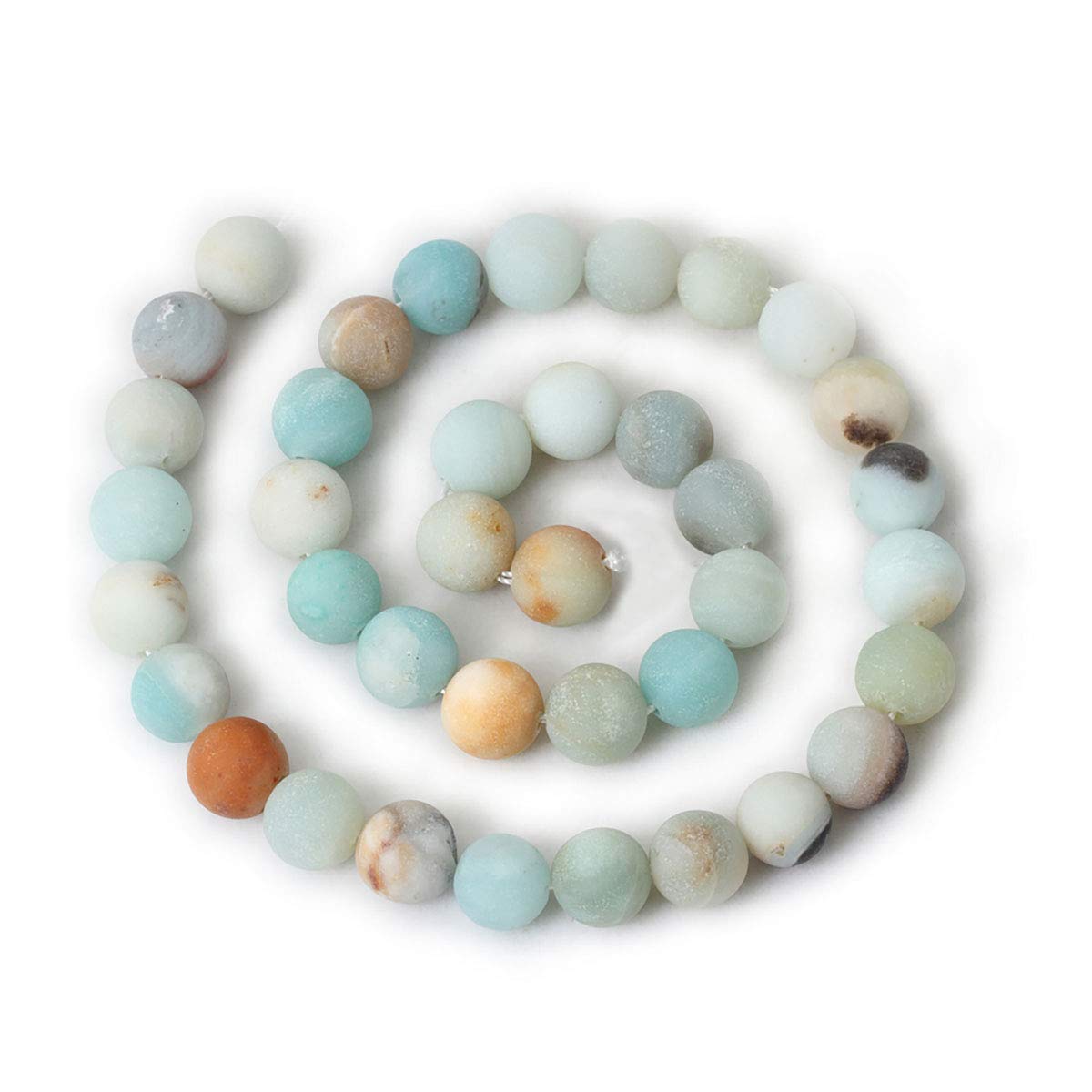 Round Shape Stone Loose Beads Gemstone DIY Bracelet Necklace for Jewelry Making (Natural Matte Colorful Amazonite, 8mm) โ image 1