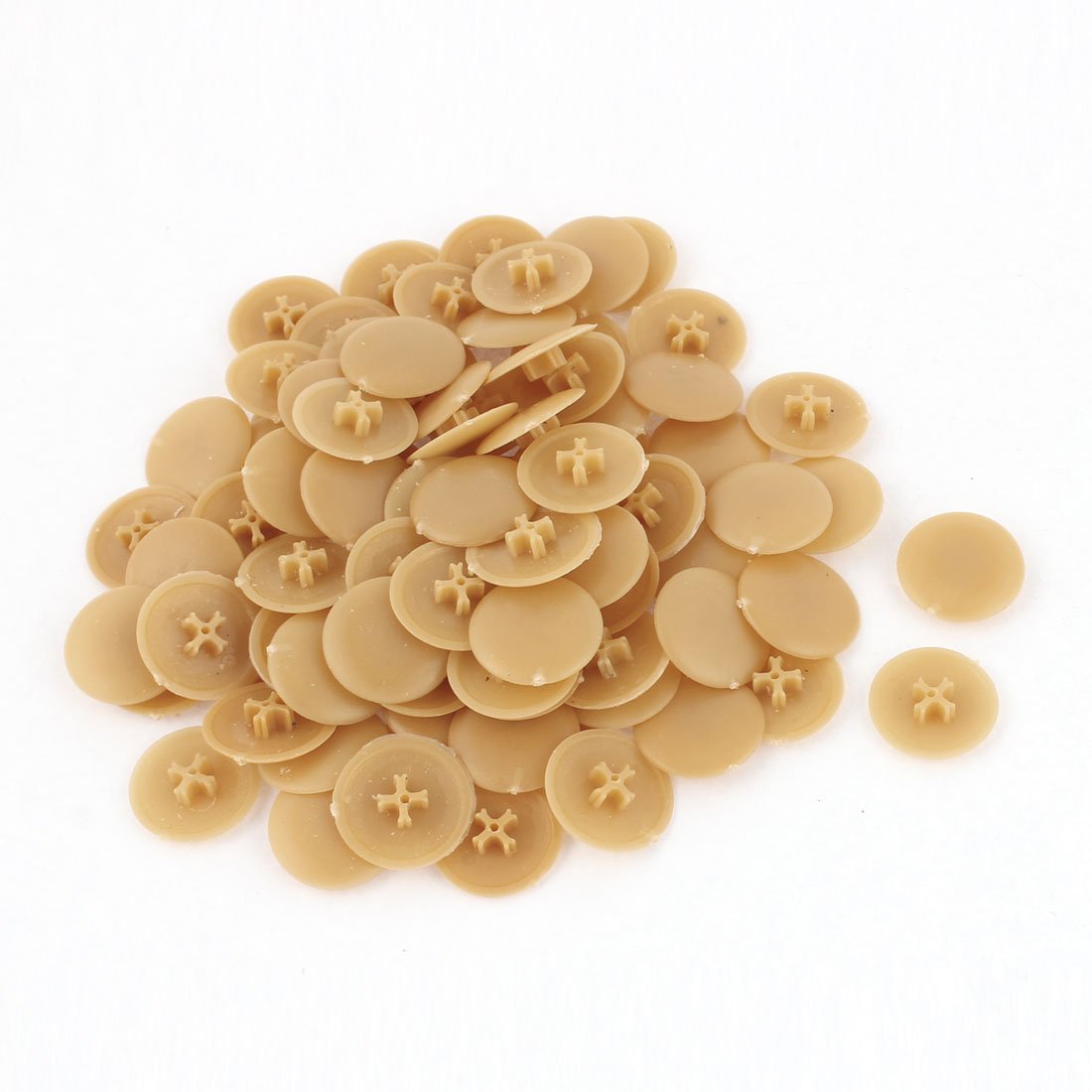 Sourcingmap 17mm Dia 4mm Thickness Plastic Round Shape Phillips Screw Cap Cover Tan 100pcs