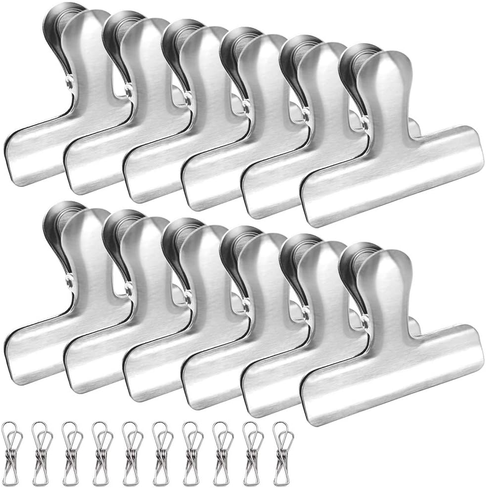 DUOFIRE Chip Clips Stainless Steel Bag Clips Heavy Duty Food Clips 3