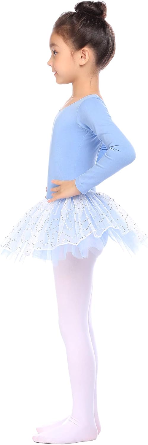 Zaclotre Girls Ballet Long Sleeve Leotards with Tutu Skirt for Dance: Clothing