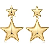 Gold Star Earrings for Women Star Starfish Drop Dangle Earrings Geometry Earrings Statement Earrings for Women