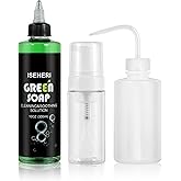 iseheri Ultra Concentrated Green Soap Tattoo (10 oz) with 120ml Foaming Bottle and 8 oz Squeeze Bottle – Tattoo Supplies for Tattoos, Piercings, Skin and Equipment Cleaning