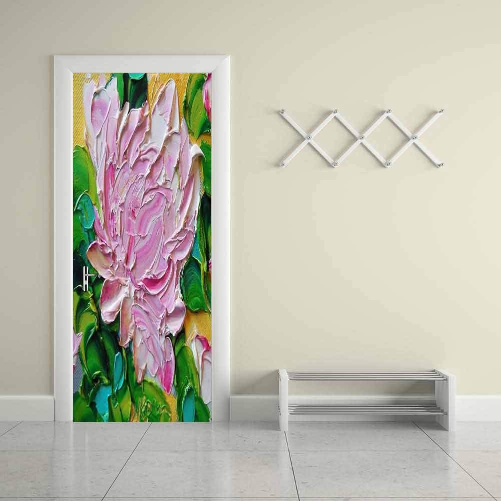 Customized Large Door Sticker Art Elements Oil PaintingWrap Glossy Bubble Free Sticker 17"W x 79"H