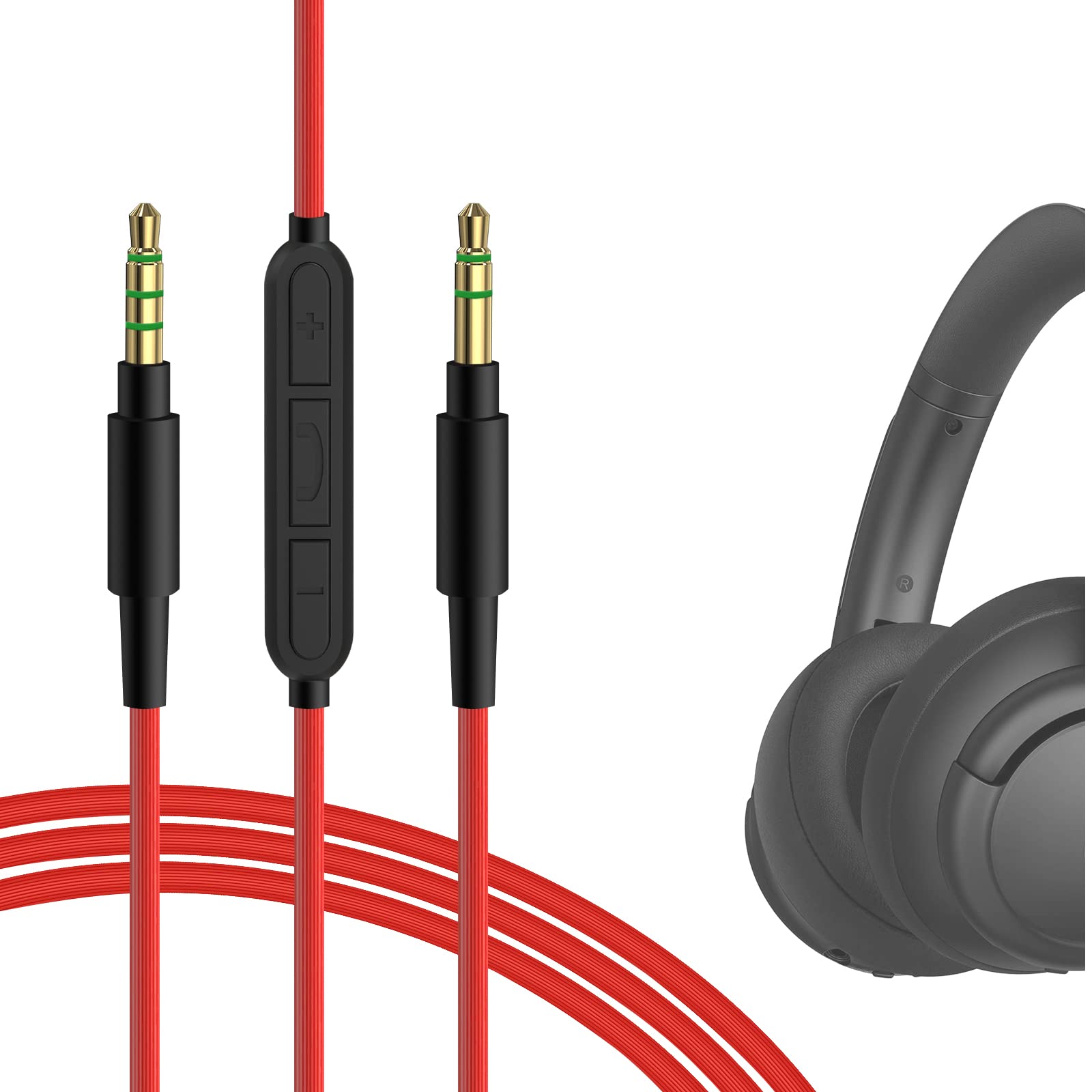 GEEKRIA Audio Cable with Mic and Mute Control Compatible with Anker Soundcore Space One Pro/Q45/Q11i, Life Q35 Q30 Q20i Neo Headphones, 3.5mm Aux Replacement Stereo Cord (4ft / 1.2m)