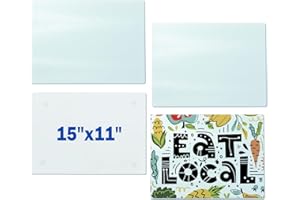 Vesub 4 Pcs Sublimation Glass Cutting Boards Blanks, 15 x 11 Inch Rectangle Glass Cutting Boards with Rubber Feet for Kitchen,Scratch Heat Resistant,Non Slip Cutting Boards for Heat Press Print