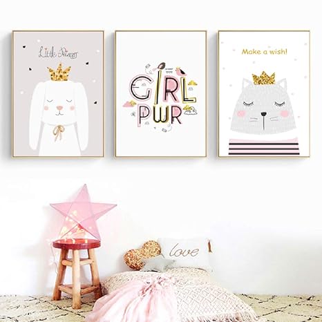 Xwartpic Modern Sweet Pink Princess Unicorn Prints Posters