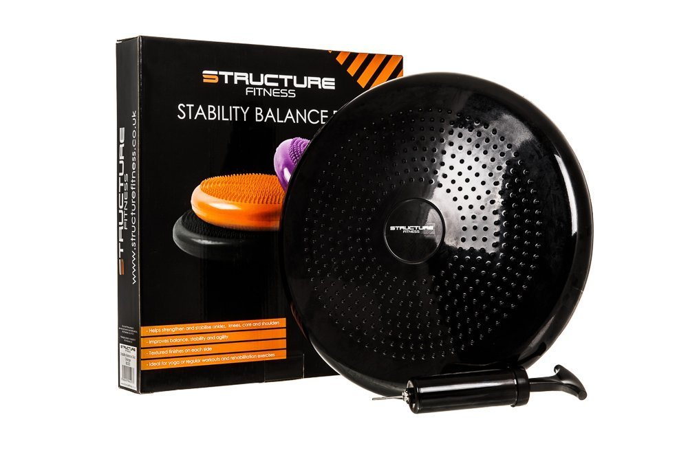 Structure Fitness STABILITY DISC BALANCE PAD WOBBLE AIR CUSHION ANKLE KNEE YOGA BOARD WITH PUMP COMES WITH PUMP (BLACK)