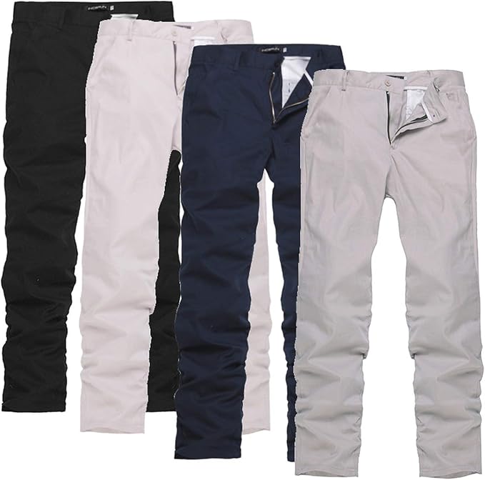 Men Pants Button Casual Leisure Trousers Men Slim Fit Business Classic