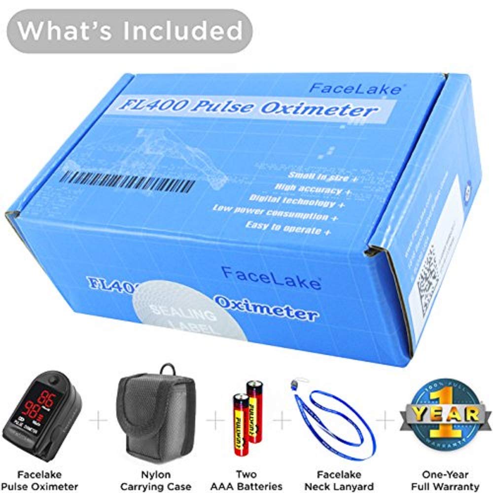® FL400 Pulse Oximeter with Carrying Case, Batteries, Neck/Wrist Cord - Black